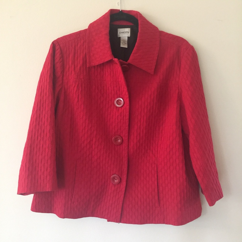 Chico's Sz/S (1)  Red Cropped Jacket
